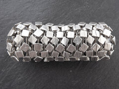 Squares Stretchy Silver Statement Bracelet - Authentic Turkish Style