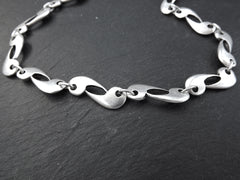 Silver Necklace Chain with Clasp, Paisley, Blank chain, Matte Antique Silver, 19"