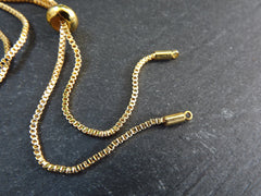 Gold Chain Adjustable Slider Necklace Blank, Box Chain Sliding Clasp, Gold Necklace, 1pc