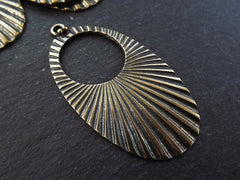 Corrugated Pendant, Oval Earring Pendant, Oval Pendant, Art Deco, Minimalist, Sun Ray Pendant, Silver Pendant, Antique Bronze, 1pc