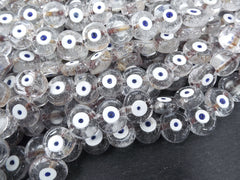 6 Clear Evil Eye Nazar Glass Bead Traditional Turkish Handmade Protective Lucky Amulet 26 mm VALUE PACK - Turkish Glass Beads