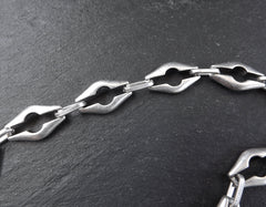 Silver Necklace Chain with Clasp, Chunky Statement Chain, Empty Chain, Blank chain, Necklace Supplies, Marquise, Matte Antique Silver, 19"