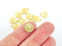 10 Mini Round Tribal Charms - 22k Matte Gold Plated