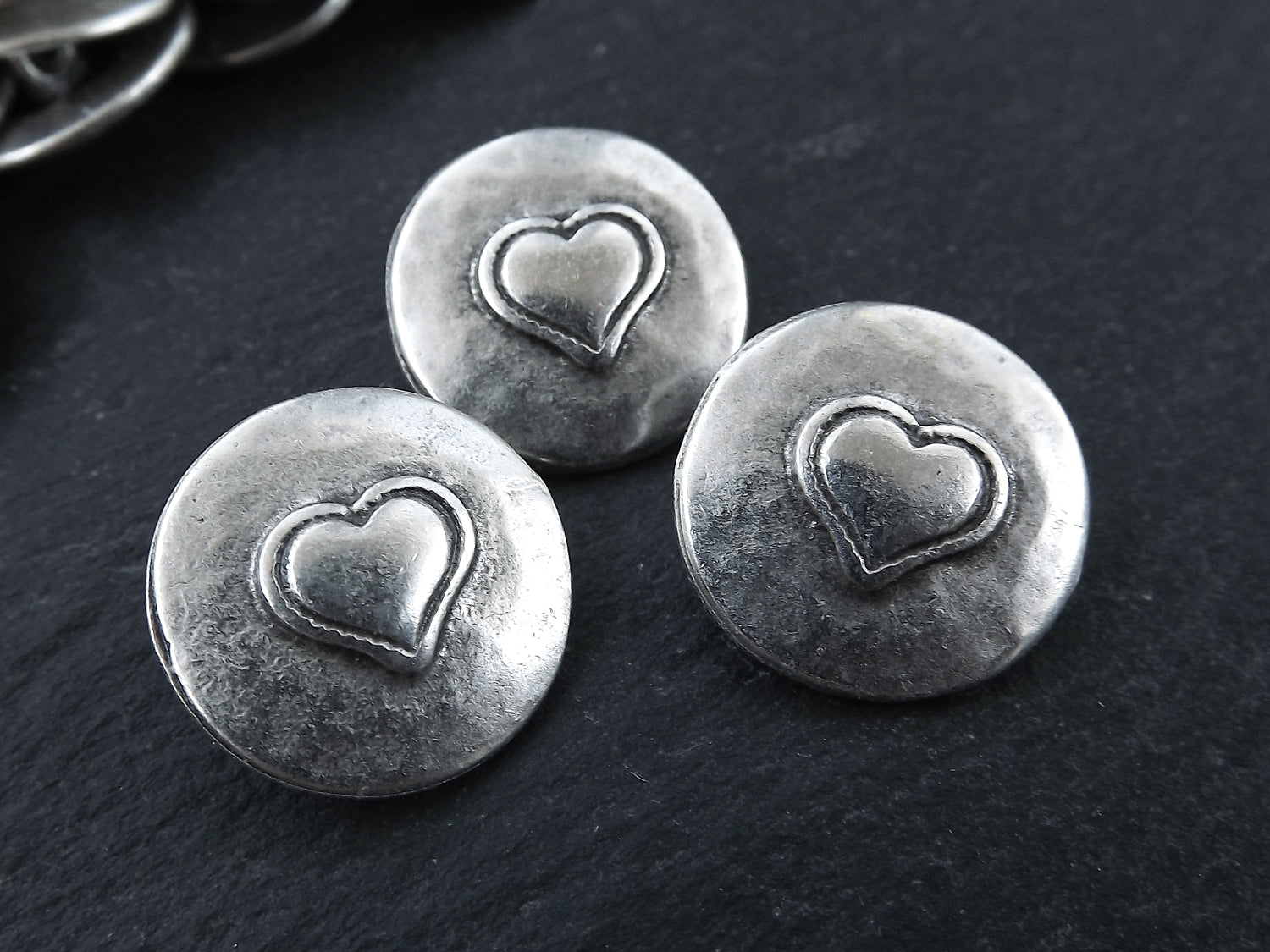 Dill Buttons 14mm 3PC 2 Hole Metal Antique Silver