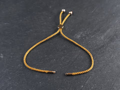 Mustard Yellow Adjustable Rope Slider Bolo Cord Bracelet Blank, 2mm, Gold Sliding Bead 1pc