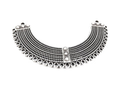 Ethnic Rope Detail Looped Focal Collar Pendant Necklace Connector - Matte Antique Silver Plated - 1PC