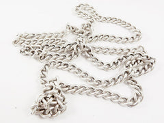 Chunky Twisted Curb Chain - Matte Antique Silver Plated - 1 Meter or 3.3 Feet
