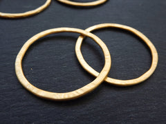 2 Medium Organic Round Ring Closed Loop Pendant Connector 43mm - 22k Matte Gold Plated