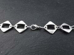 Silver Necklace Chain with Clasp, Diamond Link, Blank chain, Matte Antique Silver, 19"