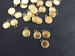 Round Smooth Pendant Tray Cabochon Setting, Blank Bezels, Pendant Blank, Charm Blank, Rolled Edge, 22k Matte Gold Plated, 4pc