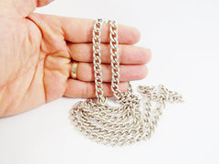 Chunky Twisted Curb Chain - Matte Antique Silver Plated - 1 Meter or 3.3 Feet