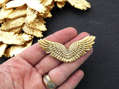 Angel Wing Feather Focal Pendant - 22k Matte Gold Plated - 1PC