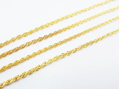 2mm Rope Chain - 22k Matte Gold Plated - 1 Meter or 3.3 Feet