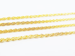 2mm Rope Chain - 22k Matte Gold Plated - 1 Meter or 3.3 Feet