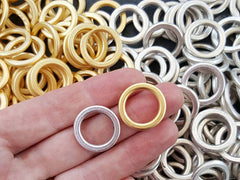 20mm Plain Round Ring Closed Loop Pendant Connector - 22k Matte Gold Plated - 4 PC