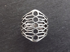 Uyum Adjustable Silver Ethnic Tribal Boho Geometric Statement Ring - Authentic Turkish Style