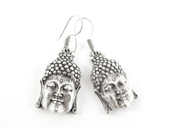 Buddha Ethnic Silver Earrings - Buddhist Yoga Namaste Jewelry