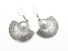Ethnic Semi Circle Tribal Silver Earrings - Authentic Turkish Style