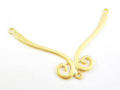 Large Curl Necklace Focal Collar Pendant Connector With Loops - 22k Matte Gold Plated - 1PC
