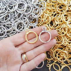 4 Rustic Cast Closed Loop Ring Pendant - Antique Matte Silver Plated - 1 PC