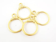 4 Rustic Cast Closed Loop Ring Pendant - 22k Matte Gold Plated - 1 PC