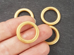 20mm Plain Round Ring Closed Loop Pendant Connector - 22k Matte Gold Plated - 4 PC