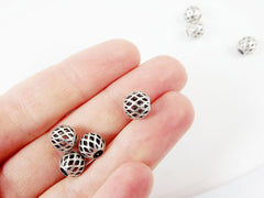 8mm Silver Plated Round Filigree Beads Spacers - 15 PCs
