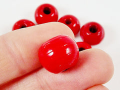 8 Chunky Artisan Handmade Cranberry Red Glass Bead - 13mm