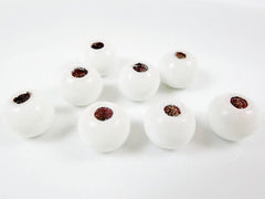 8 Chunky Artisan Handmade White Glass Bead - 13mm