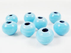 8 Chunky Artisan Handmade Sky Blue Glass Bead - 13mm