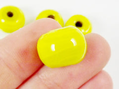 8 Chunky Artisan Handmade Bright Yellow Glass Bead - 13mm