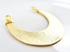 Tribal Crescent Pendant Connector- 22k Matte Gold Plated - 1PC