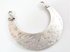 Tribal Crescent Pendant Connector Matte Silver Plated - 1PC