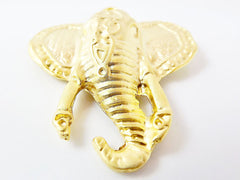 Exotic Elephant Head Pendant - 22k Matte Gold Plated - 1PC