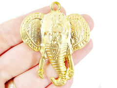 Exotic Elephant Head Pendant - 22k Matte Gold Plated - 1PC