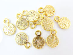 10 Mini Chunky Round Coin Charms - 22k Matte Gold Plated