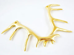 Deer Antler Necklace Focal Pendant - 22k Matte Gold Plated - 1PC