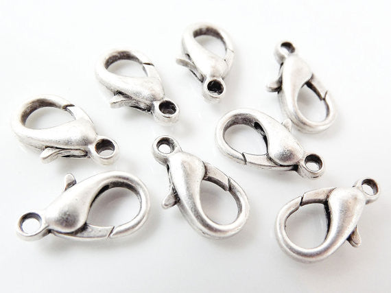 8 Medium Matte Silver Plated Lobster Claw - Parrot Clasps