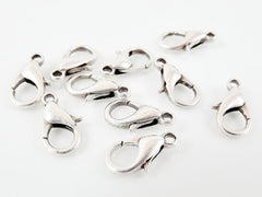 10 Small Matte Silver Plated Lobster Claw - Parrot Clasps