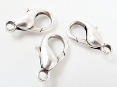 3 Extra Large Matte Silver Plated Lobster Claw - Parrot Clasps
