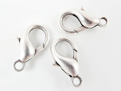 3 Extra Large Matte Silver Plated Lobster Claw - Parrot Clasps