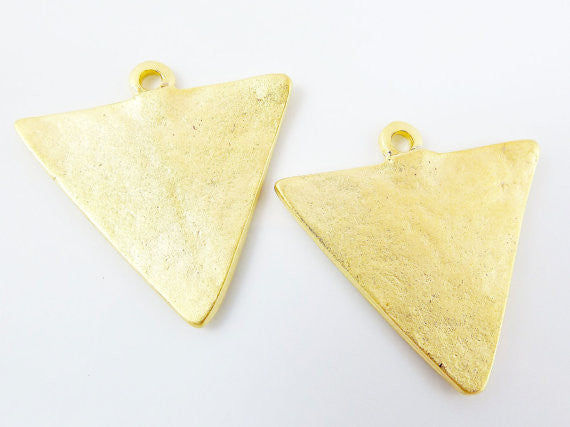 2 Triangle Minimalist Geometric Pendants - 22k Matte Gold Plated