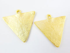 2 Triangle Minimalist Geometric Pendants - 22k Matte Gold Plated