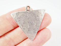 2 Triangle Minimalist Geometric Pendants - Matte Antique Silver Plated