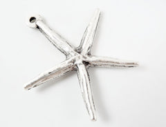 Large Starfish Pendant - Matte Silver Plated - 1PC