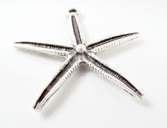 Large Starfish Pendant - Matte Silver Plated - 1PC