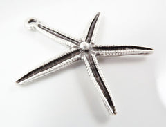 Large Starfish Pendant - Matte Silver Plated - 1PC