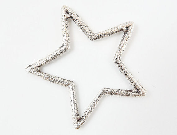 Silver Star Pendant - Matte Antique Silver Plated - 1PC