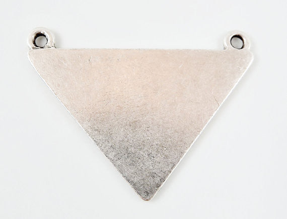 Triangle Minimalist Geometric Statement Pendant with Two Loops - Matte Silver Plated - 1 PC
