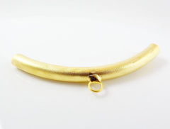 Organic Necklace Bracelet Curve Tube Bead Spacer with Loop - 22k Matte Gold Plated - 1 pc